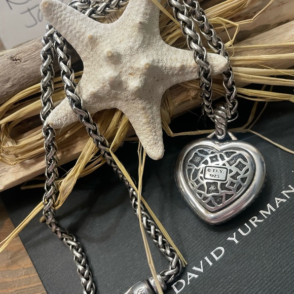 Authentic David Yurman wheat chain,solid sterling silver heart charm/enhancer. - Picture 4 of 12